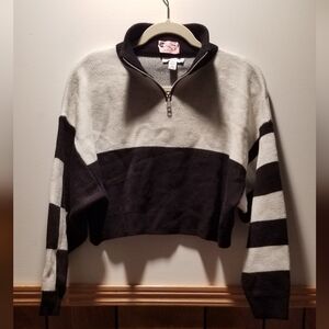 👙Top Shop vintage half zip crop sweater with multi pattern